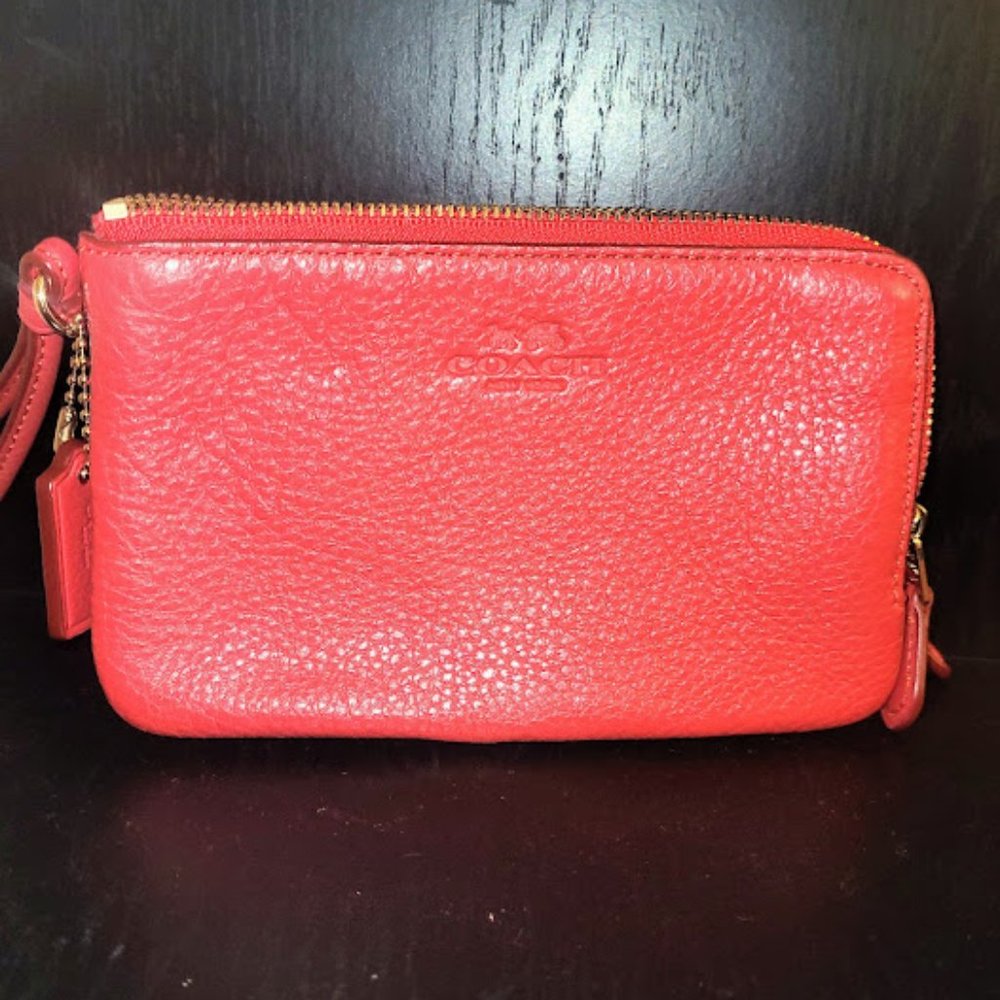Coach double zip corner wristlet
